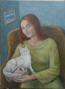 "Girl with Her Cat"